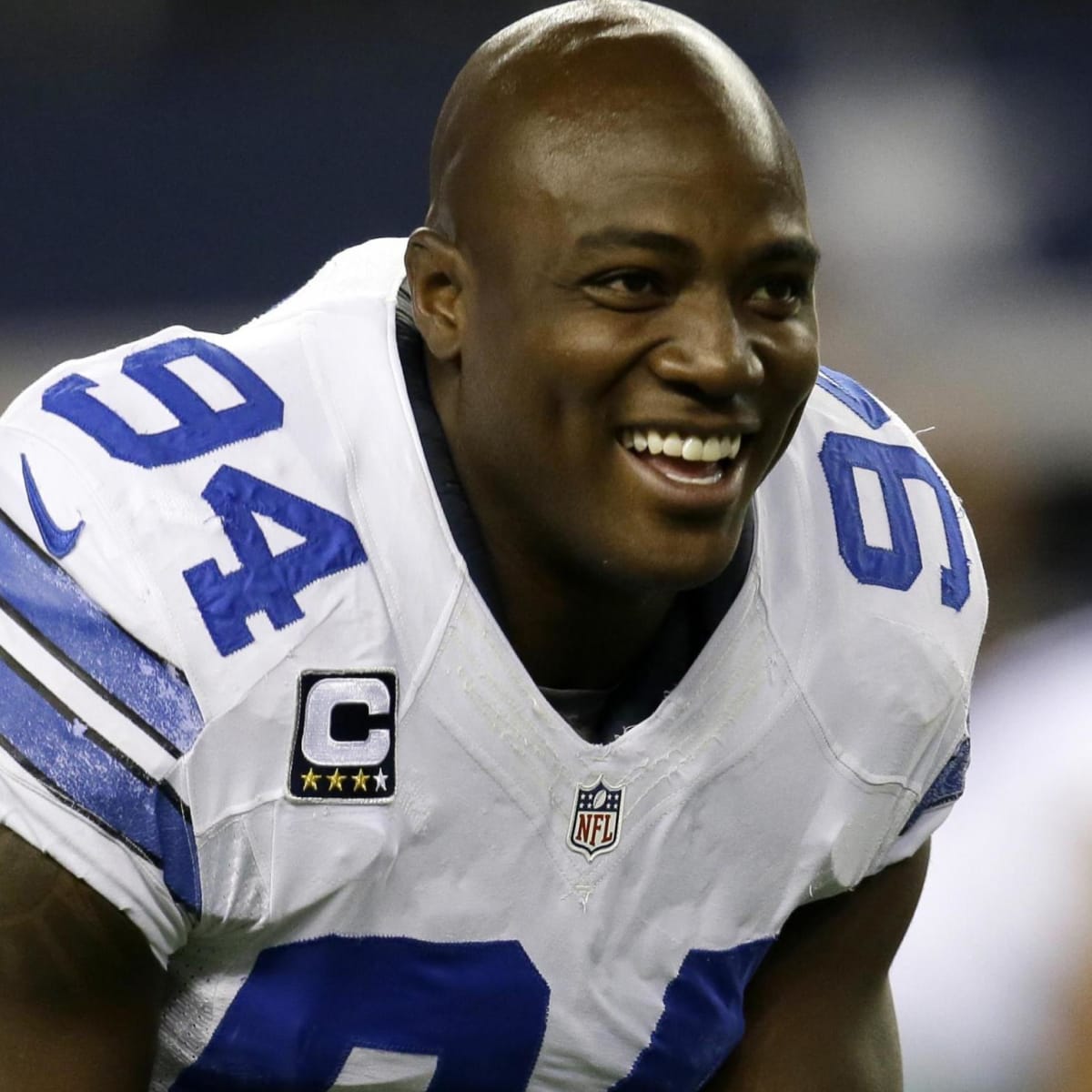 Dallas Cowboys outside linebacker DeMarcus Ware (94) celebrates a good  defensive play in the second half against the Chicago Bears at Cowboys  Stadium in Arlington, Texas, Monday, October 1, 2012. (Photo by