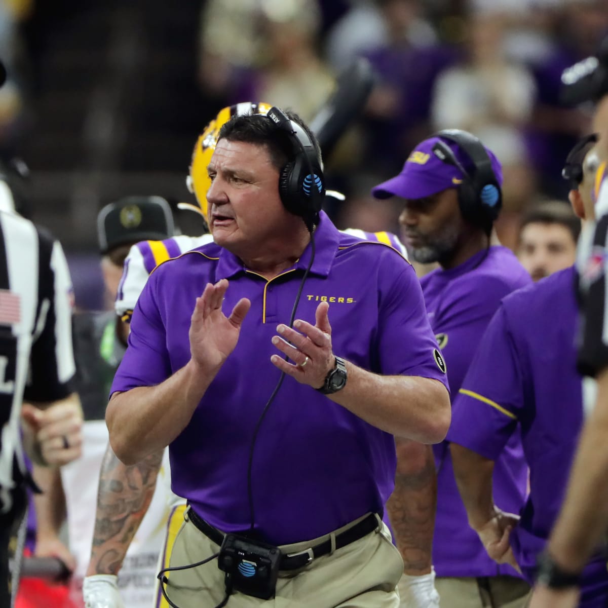 Louisiana offensive analyst and tight end coach Parker Orgeron talks with  players during the third quarter of an NCAA college football game against  Florida State on Saturday, Nov. 19, 2022, in Tallahassee