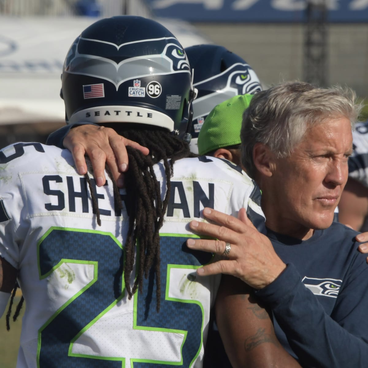 Seattle Seahawks, from left, defensive back Damarious Randall