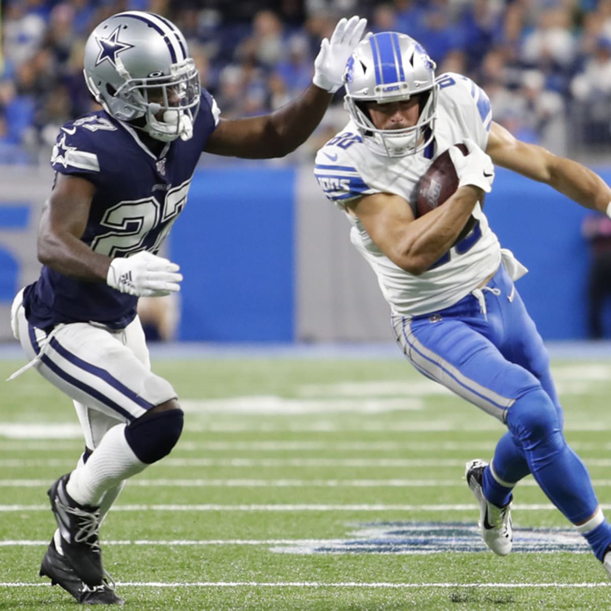 Detroit Lions wide receiver Danny Amendola walks on the sideline during the  second half of an NFL football game against the Minnesota Vikings, Sunday,  Dec. 8, 2019, in Minneapolis. (AP Photo/Andy Clayton-King