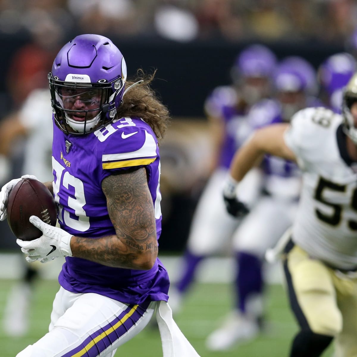 Minnesota Vikings tight end Tyler Conklin (83) during the second half an NFL  football game against the Seattle Seahawks, Sunday, Sept. 26, 2021 in  Minneapolis. Minnesota won 30-17. (AP Photo/Stacy Bengs Stock Photo - Alamy