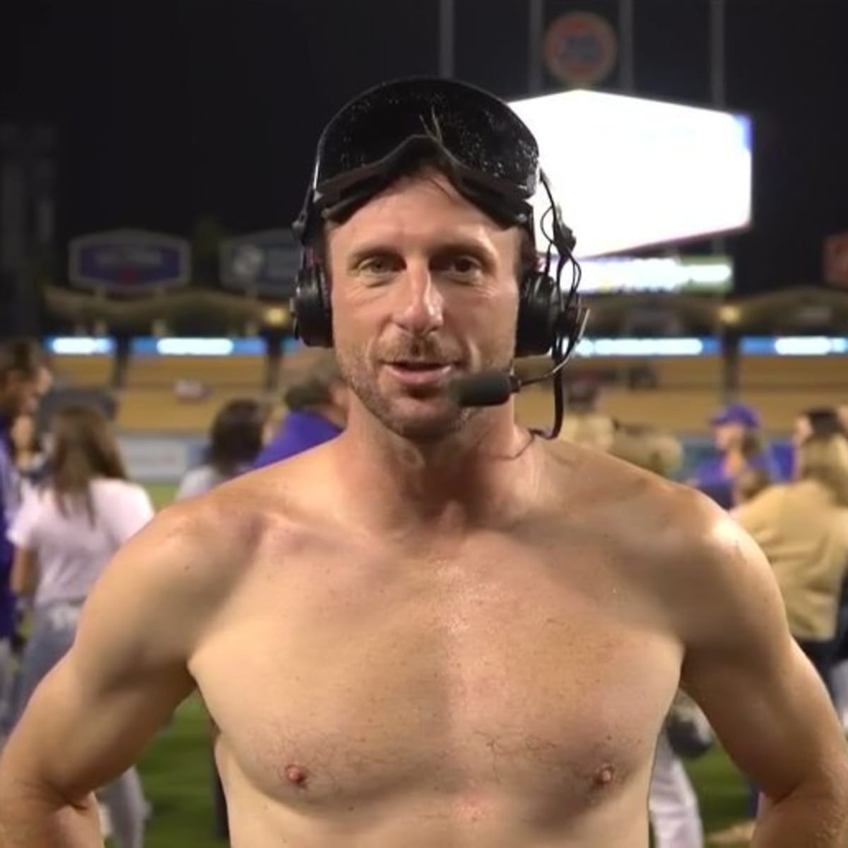 Max Scherzer Drunk and Shirtless at Postgame Interview for Dodgers Win