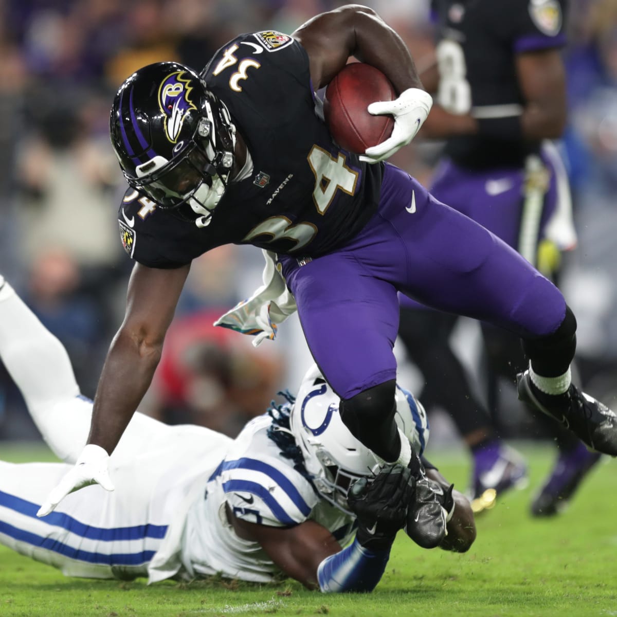 Ravens fall short of rushing record in comeback win over Colts