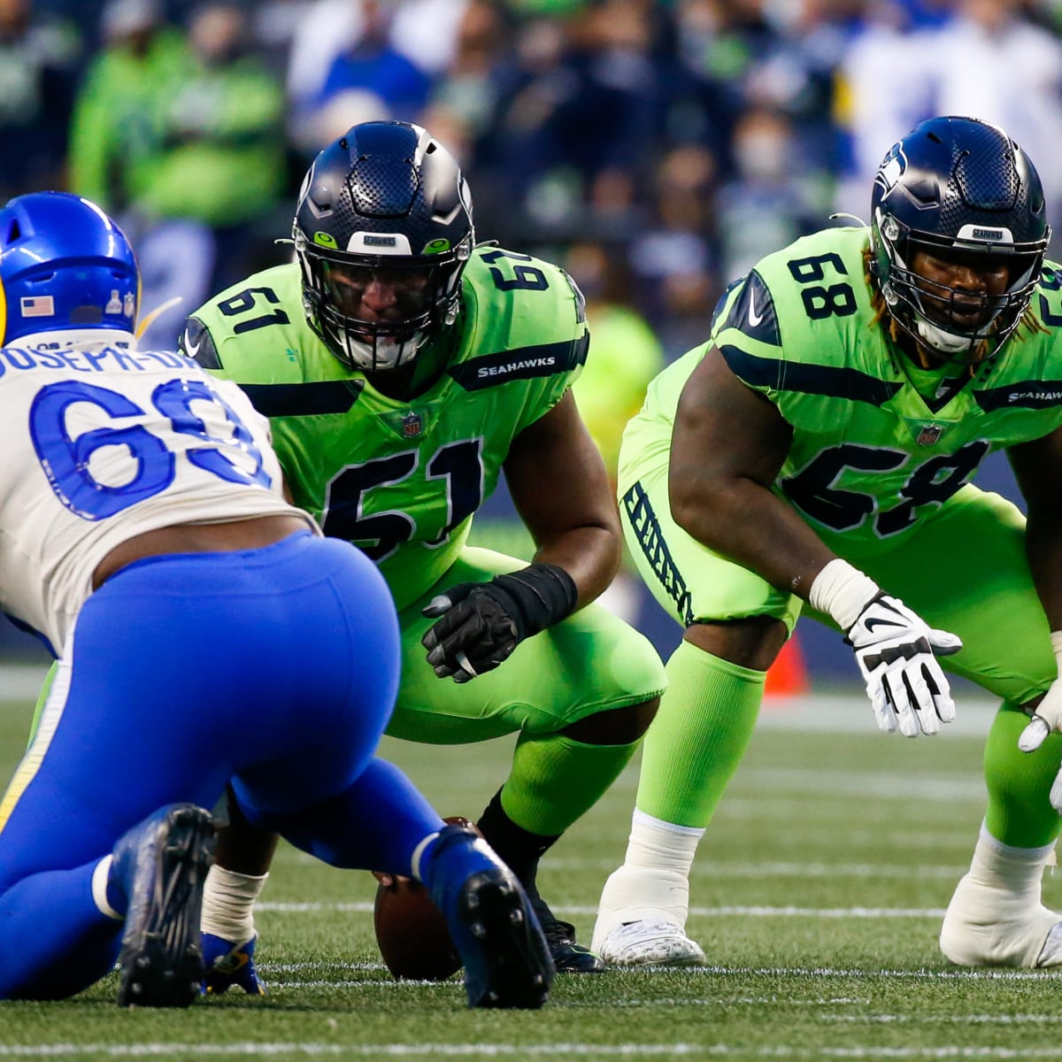 Seattle Seahawks guard Damien Lewis (68) in action during an NFL