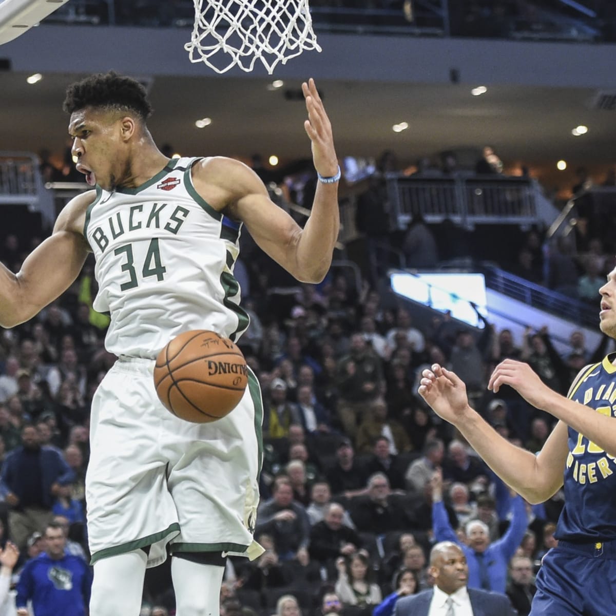 Milwaukee Bucks Player Giannis Antetokounmpo Makes Dunk Amway