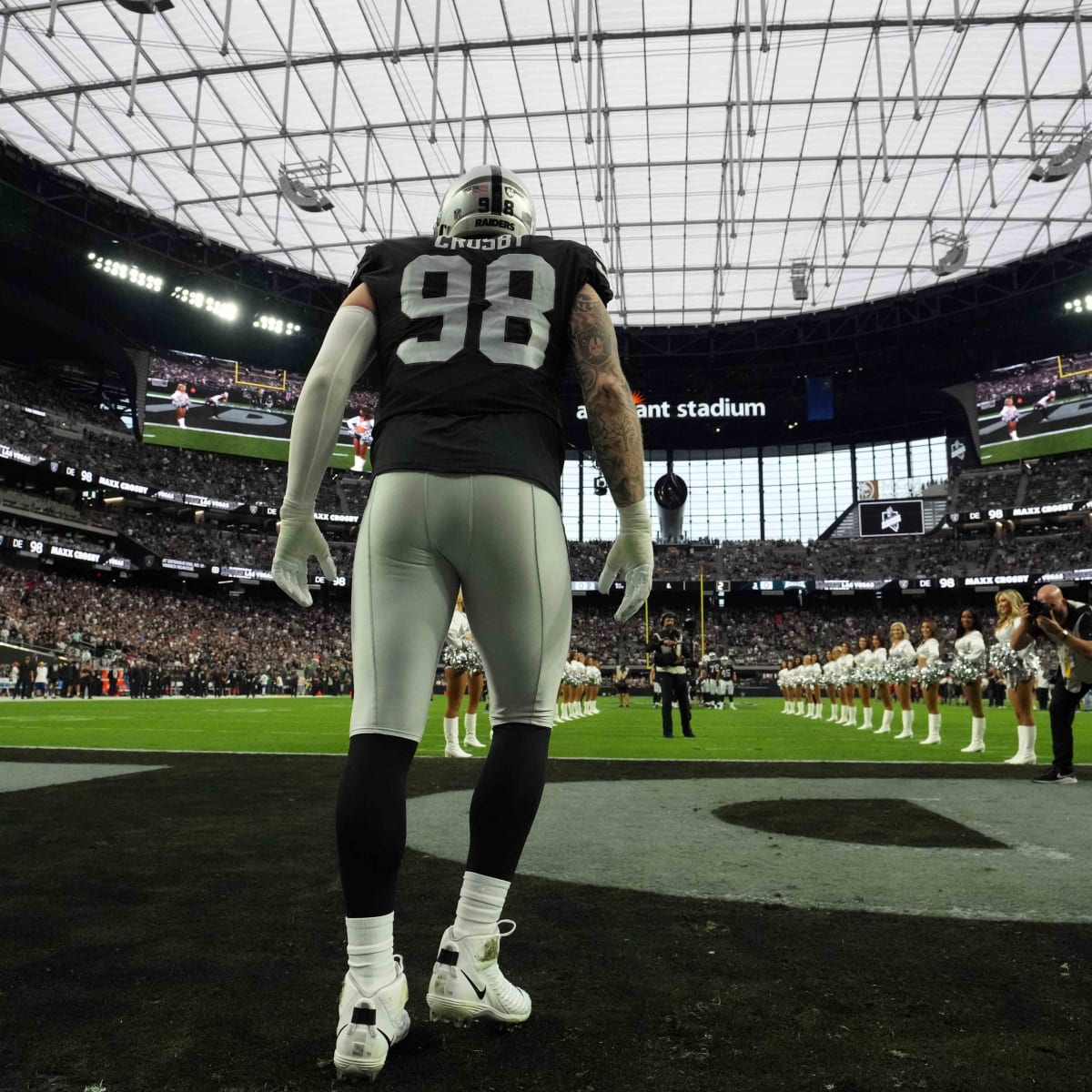 Defensive end Maxx Crosby of the Las Vegas Raiders celebrates