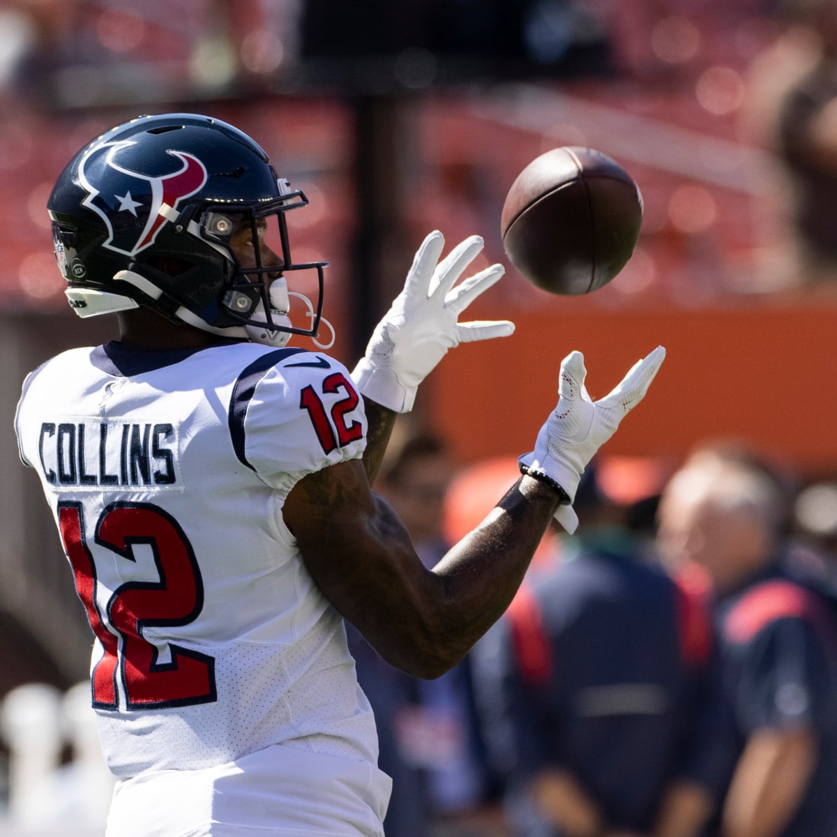 Houston Texans defensive tackle Maliek Collins (97) lines up against the  Tennessee Titans during the first half of an NFL football game Sunday, Jan.  9, 2022, in Houston. (AP Photo/Justin Rex Stock