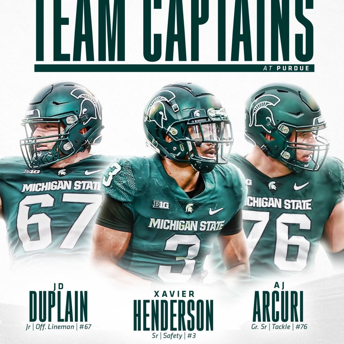 Michigan State State Announces Three Game Day Captains: Purdue