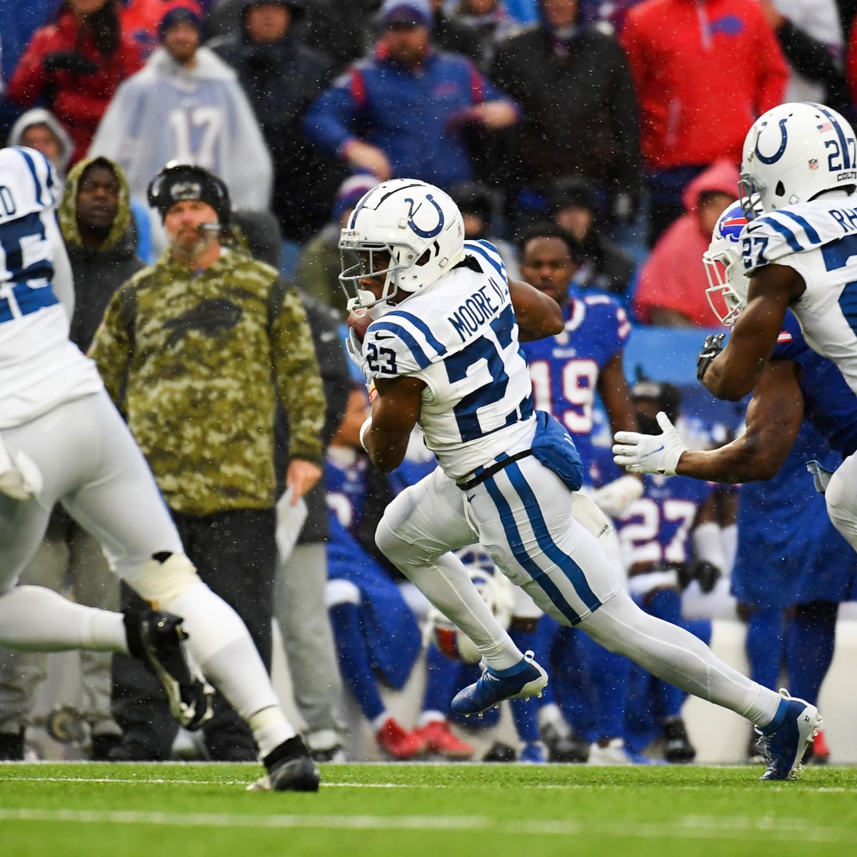 Indianapolis Colts defensive back George Odum jumps Josh Allen's poor pass  for 21-yard interception