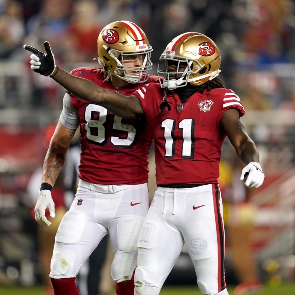 SANTA CLARA, CA - DECEMBER 11: San Francisco 49ers wide receiver Brandon  Aiyuk (11) reacts to a