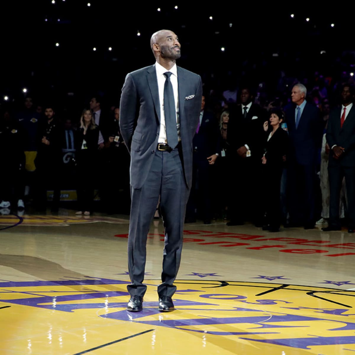 The Lakers' retired jerseys are normally covered up during