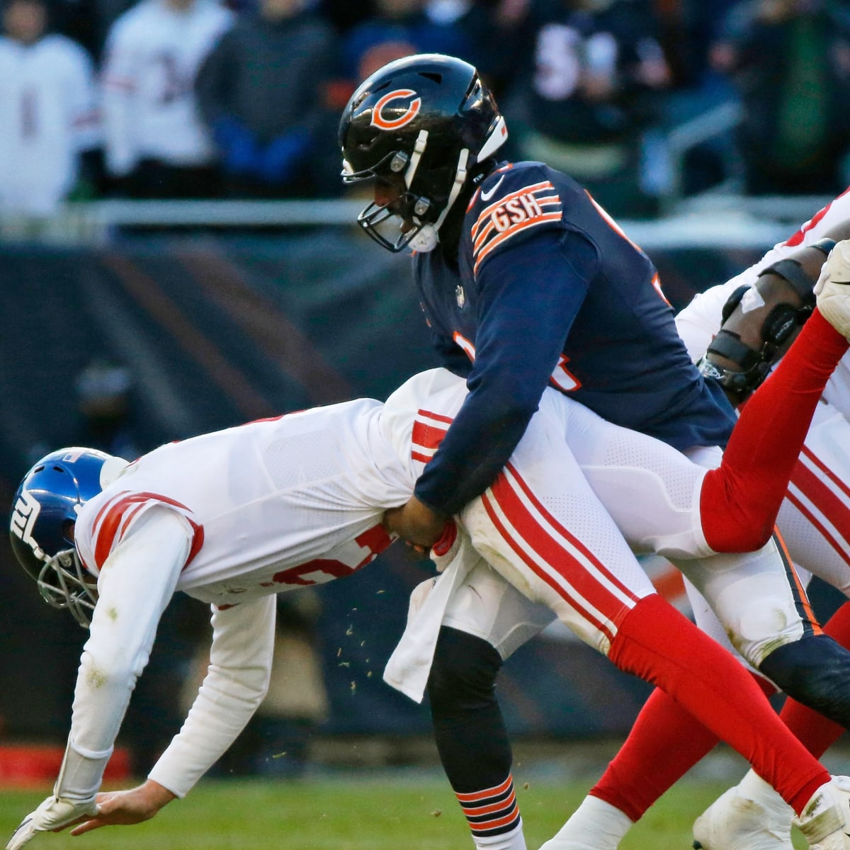 FILE - Chicago Bears linebacker Robert Quinn (94) reacts during the fourth  quarter of an NFL football game against the New York Giants, on Sunday,  Oct. 2, 2022, in East Rutherford, N.J.