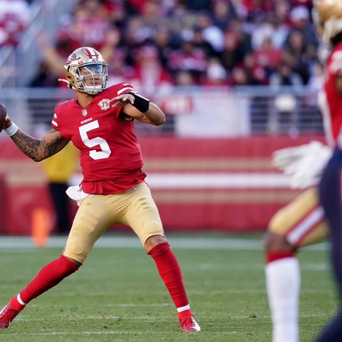 San Francisco 49ers safety George Odum (30) against the Miami Dolphins  during the first half of an NFL football game in Santa Clara, Calif.,  Sunday, Dec. 4, 2022. (AP Photo/Godofredo A. Vásquez