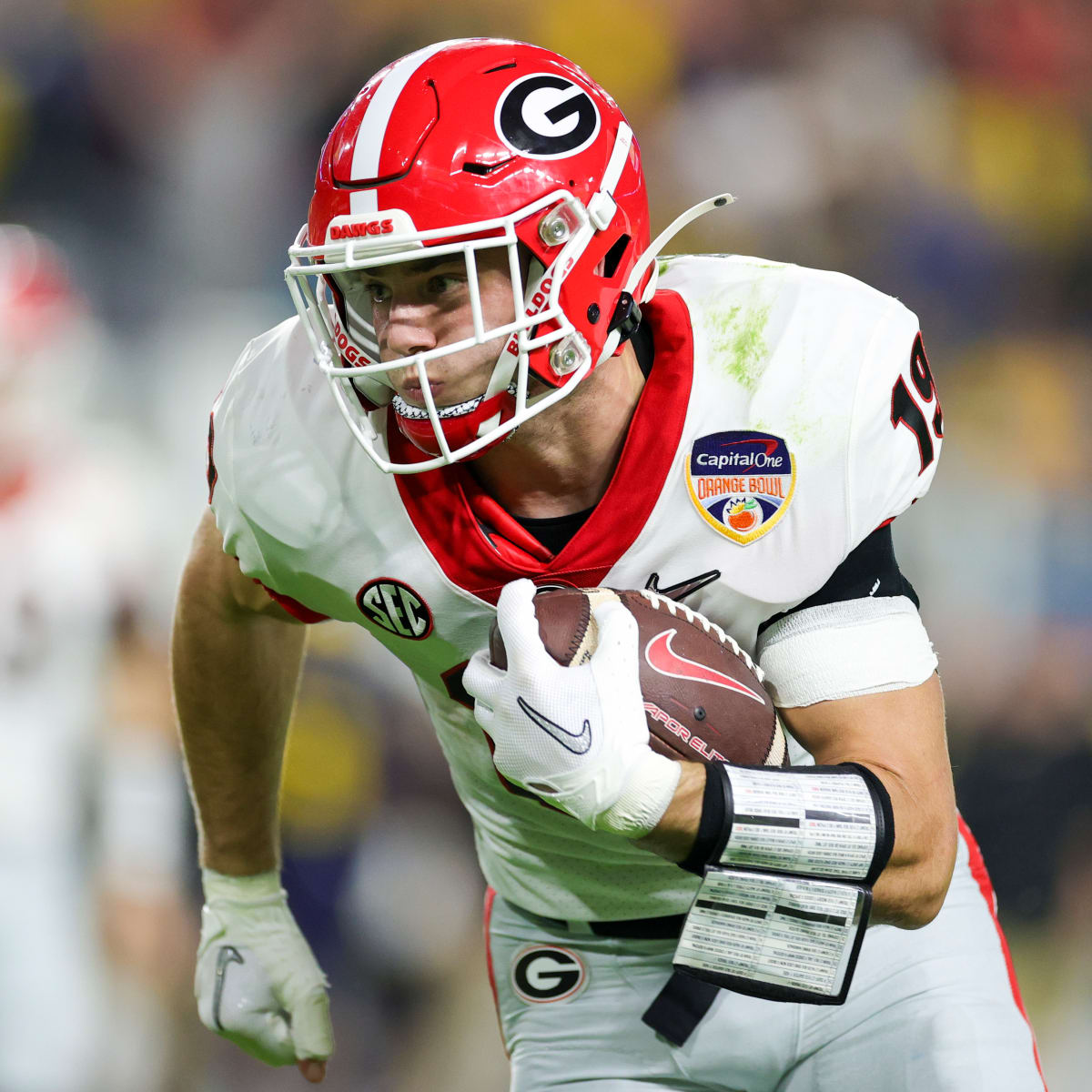 Brock Bowers Georgia Bulldogs Football White Uniform Student Athlete B FOCO