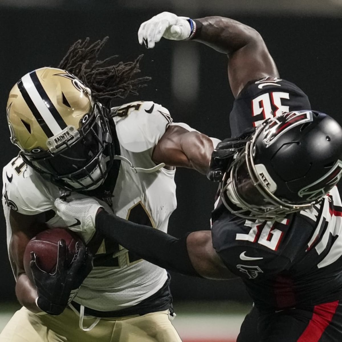 Atlanta Falcons linebacker Brandon Copeland (51) lines up on