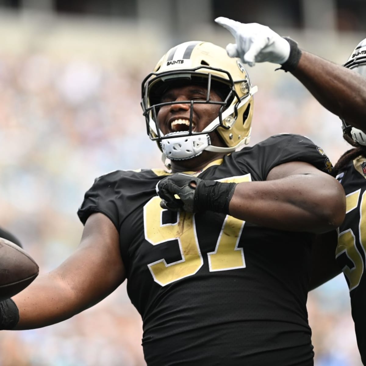 New Orleans Saints defensive end Malcolm Roach (97) helps lead the