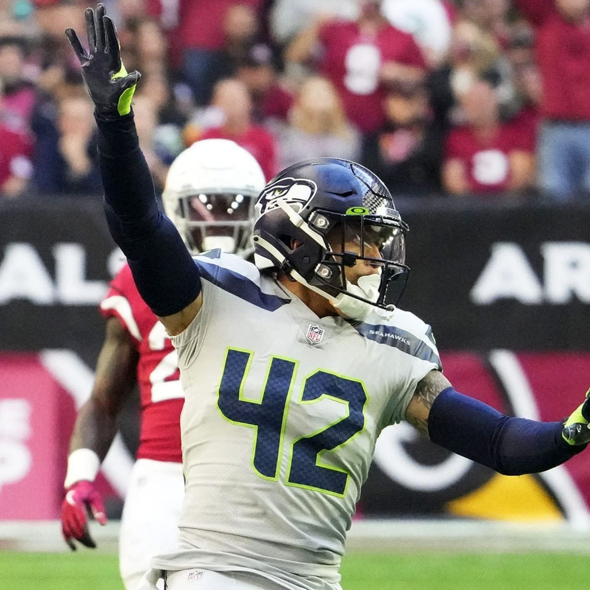 Seattle Seahawks safety Josh Jones is pictured during an NFL football game  against the Atlanta Falcons, Sunday, Sept. 25, 2022, in Seattle. The Falcons  won 27-23. (AP Photo/Stephen Brashear Stock Photo - Alamy