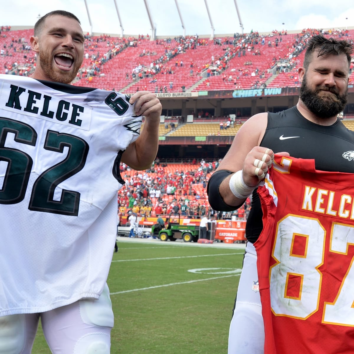 Bearded baby' Jason Kelce pays off a Super Bowl bet with his brother Travis