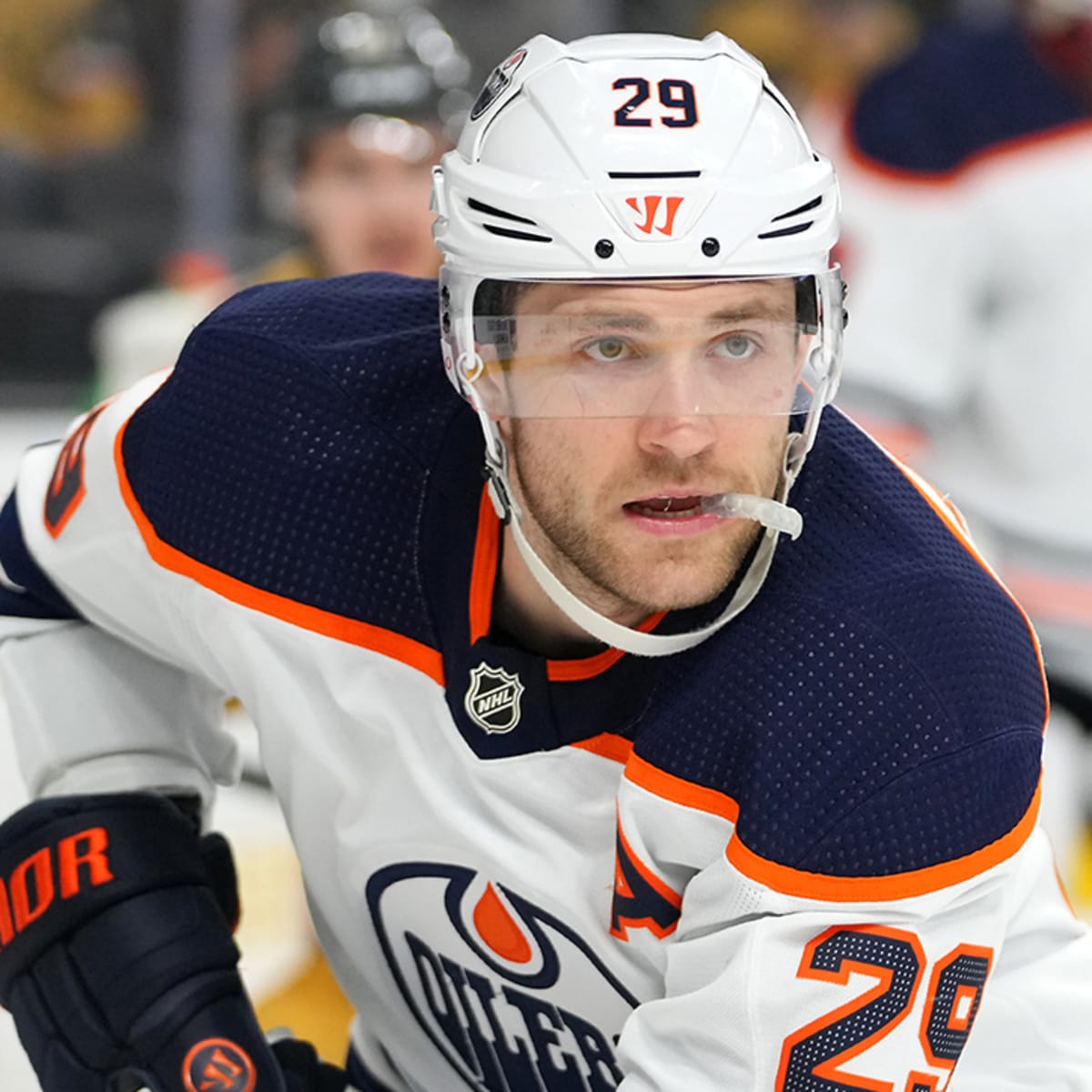 NHL hockey player Leon Draisaitl takes part in a press conference