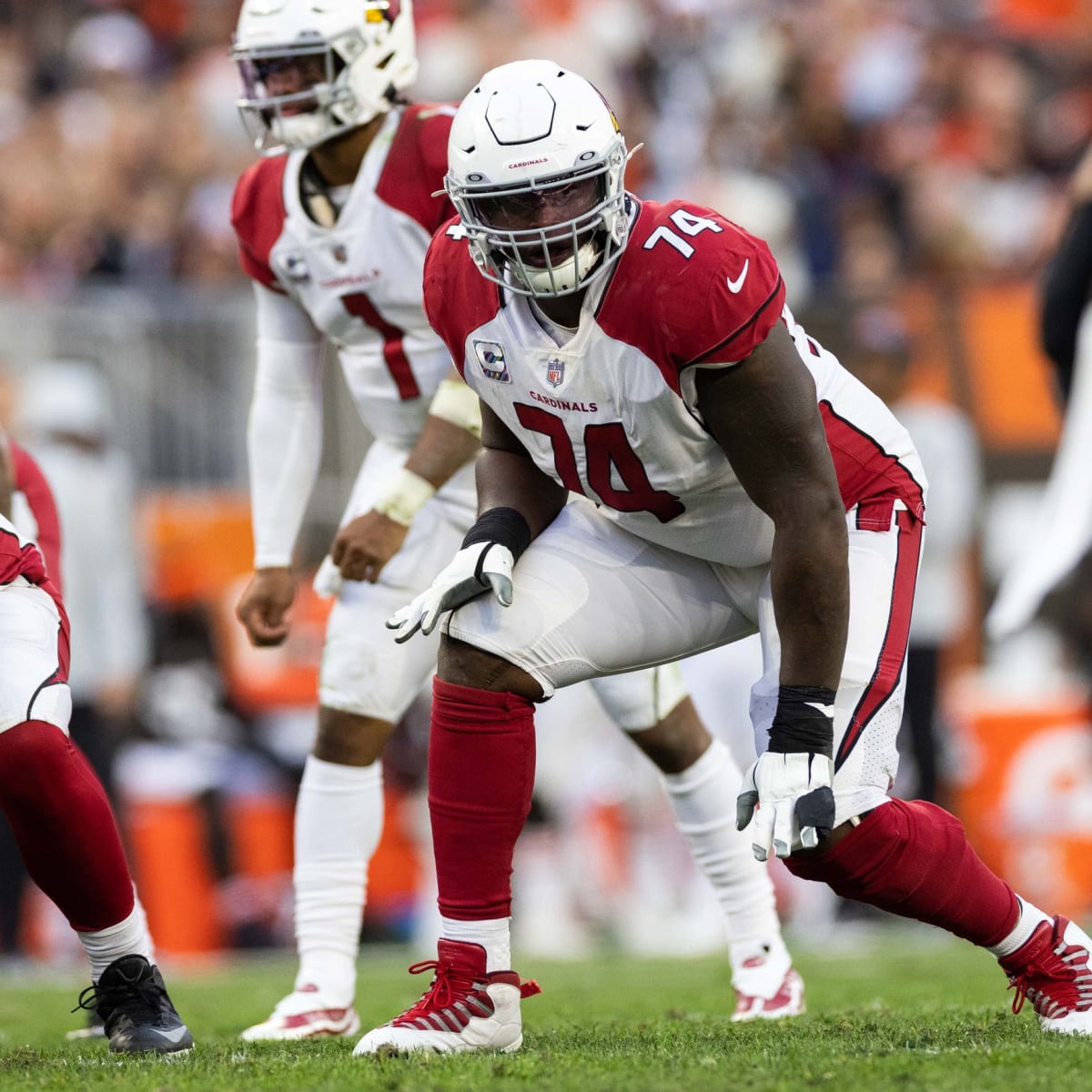 Arizona Cardinals defensive end D.J. Humphries is astonished after crazy  Hail Mary ending