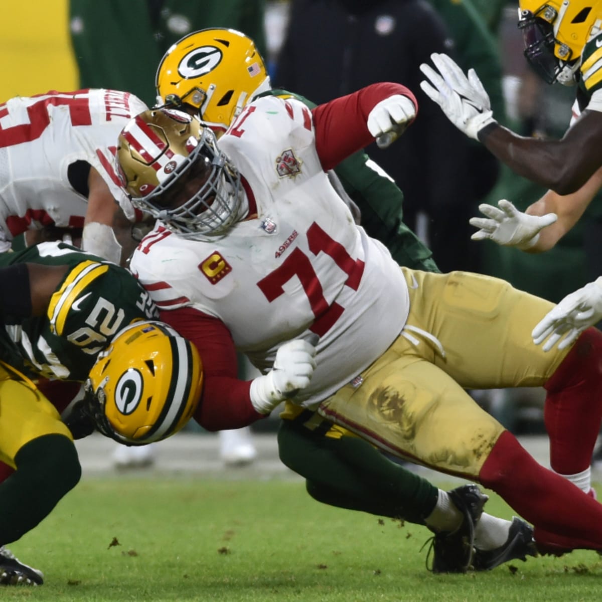 Guards fare well on 49ers' offensive line but Brunskill, McGlinchey hurt