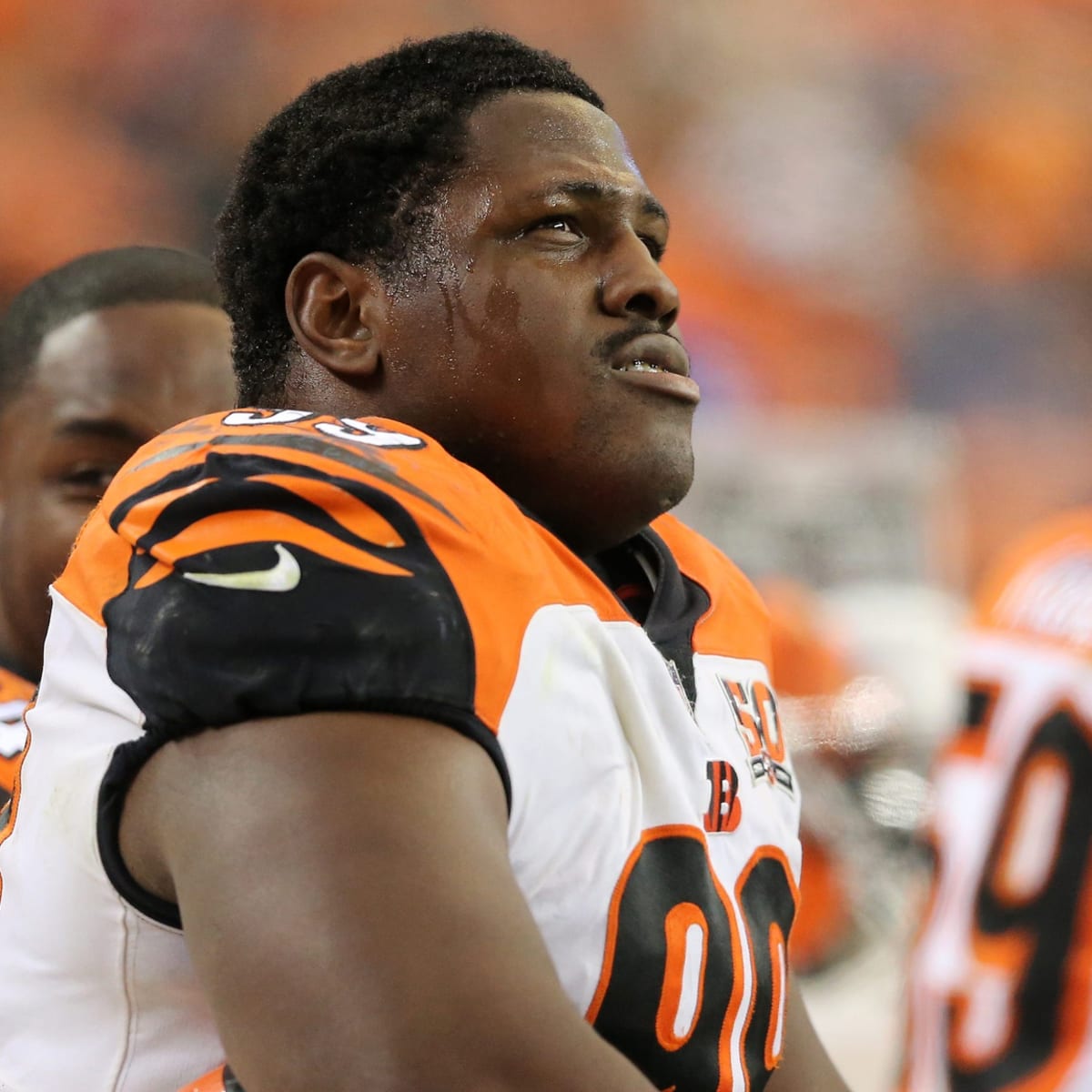 Las Vegas Raiders defensive tackle Andrew Billings (97) walks on the  sideline during the second half of an NFL football game against the  Tennessee Titans Sunday, Sept. 25, 2022, in Nashville. (AP