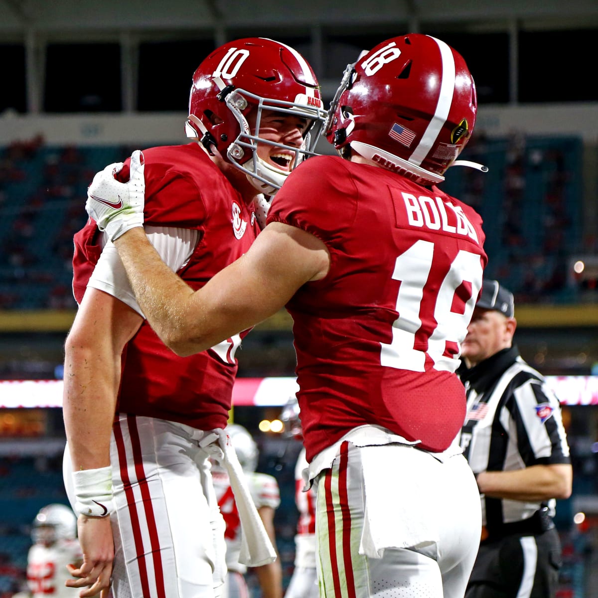 Alabama Crimson Tide receivers Slade Bolden, John Metchie III to