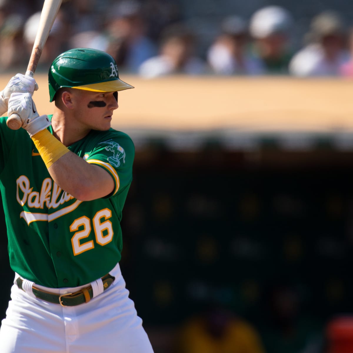 Matt Chapman of the Oakland Athletics fields during the game