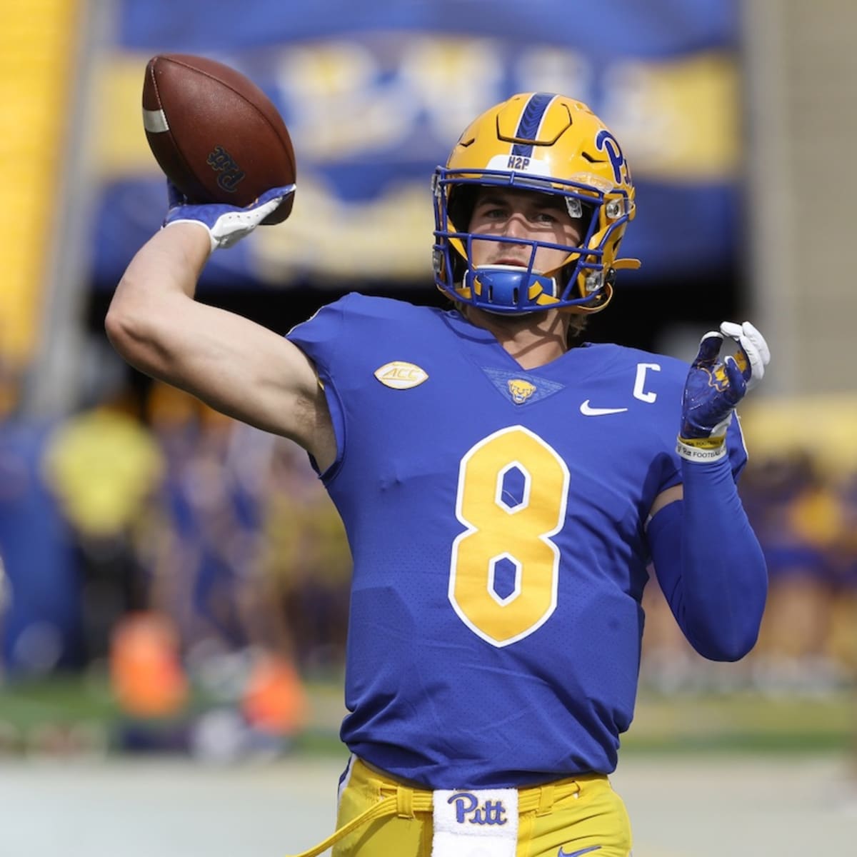 Quarterback Kenny Pickett (8) during Pittsburgh's football pro day