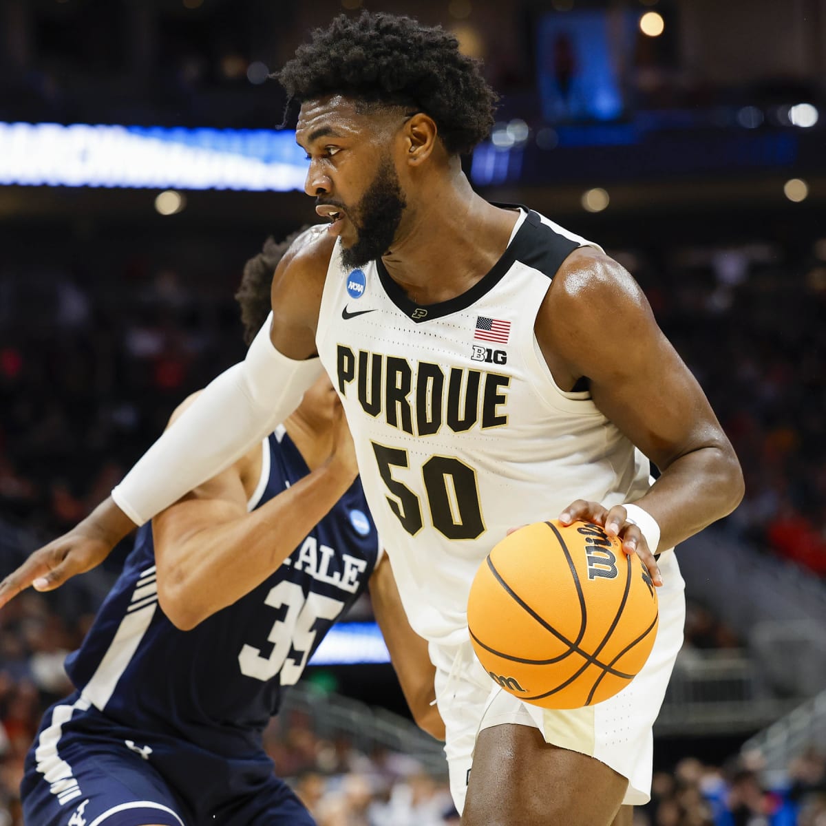 Purdue star Trevion Williams speaks to the media at the NBA Draft Combine