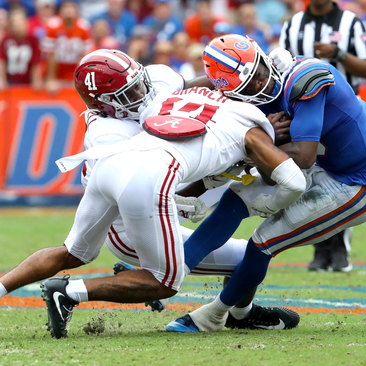 Alabama's Brian Branch waits for his chance during day two of the