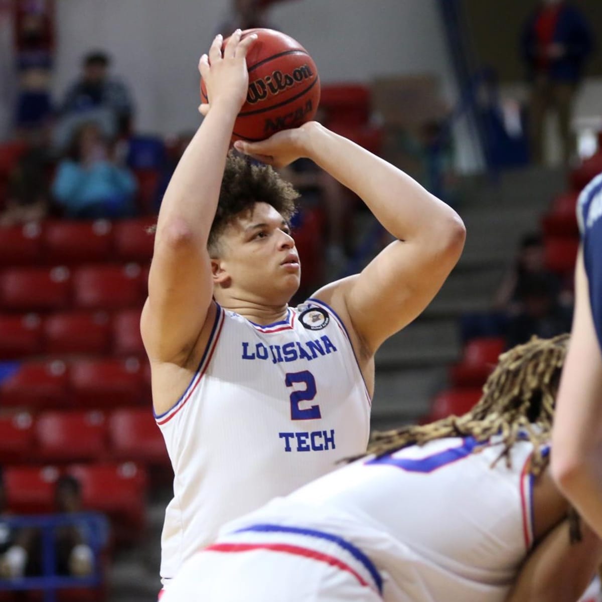 Louisiana Tech forward Kenneth Lofton Jr. advances the ball against  Mississippi State during an NCAA college basketball game in the semifinals  of the NIT, Saturday, March 27, 2021, in Frisco, Texas. (AP