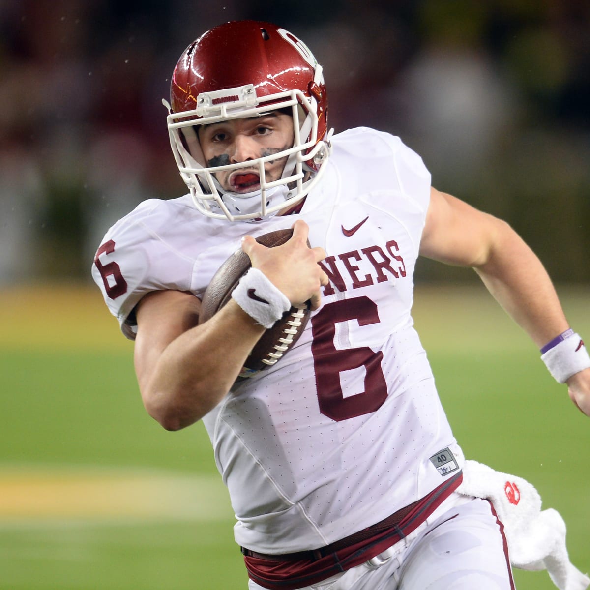 Oklahoma Sooners #6 Baker Mayfield White Football Jersey (No Name)