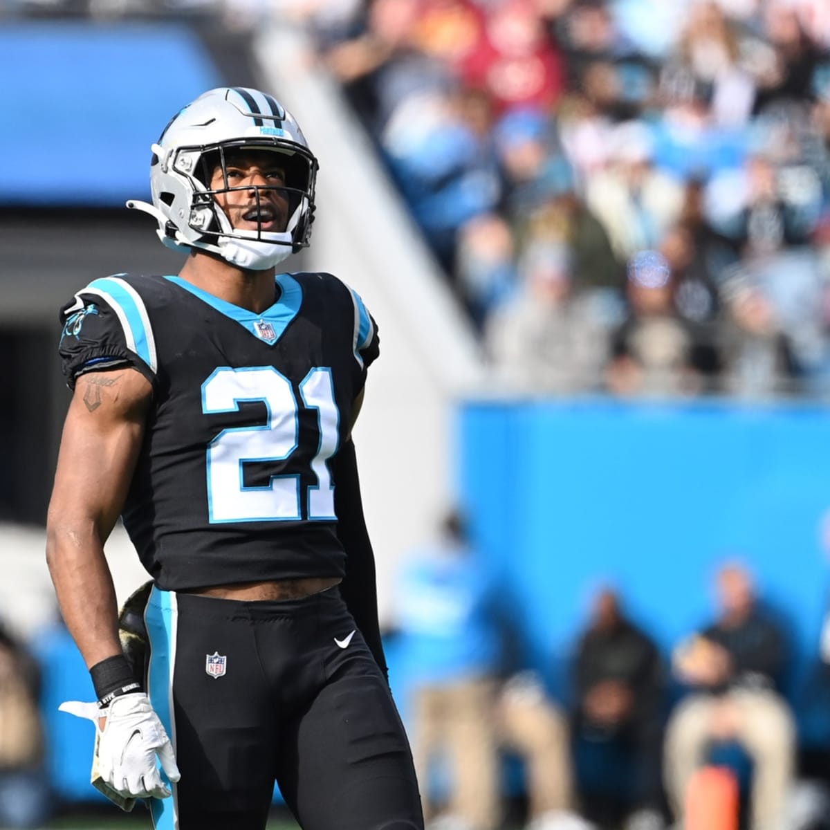 Jeremy Chinn Carolina Panthers Game-Used #21 White Jersey vs. Arizona  Cardinals on October 2 2022