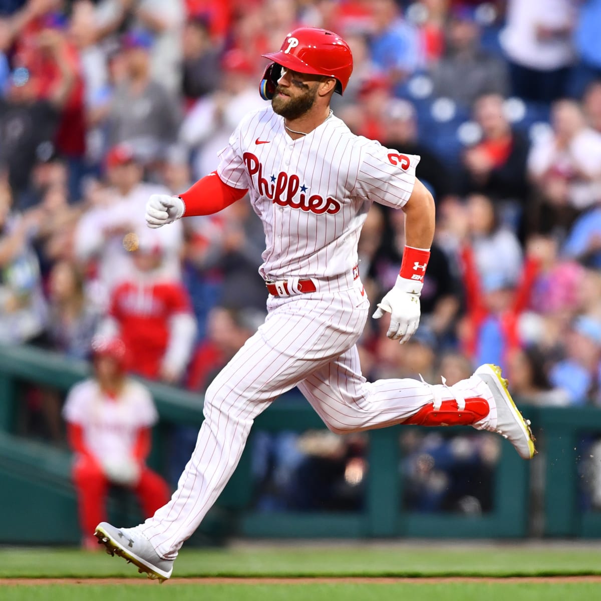 MILWAUKEE, WI - JUNE 07: Philadelphia Phillies third baseman Alec Bohm (28)  celebrates during a game between the Milwaukee Brewers and the Philadelphia  Phillies on June 7, 2022, at American Family Field