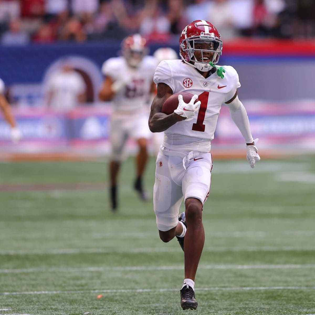 Jameson Williams Wears Red Highwater Pants & Sneakers to NFL Draft