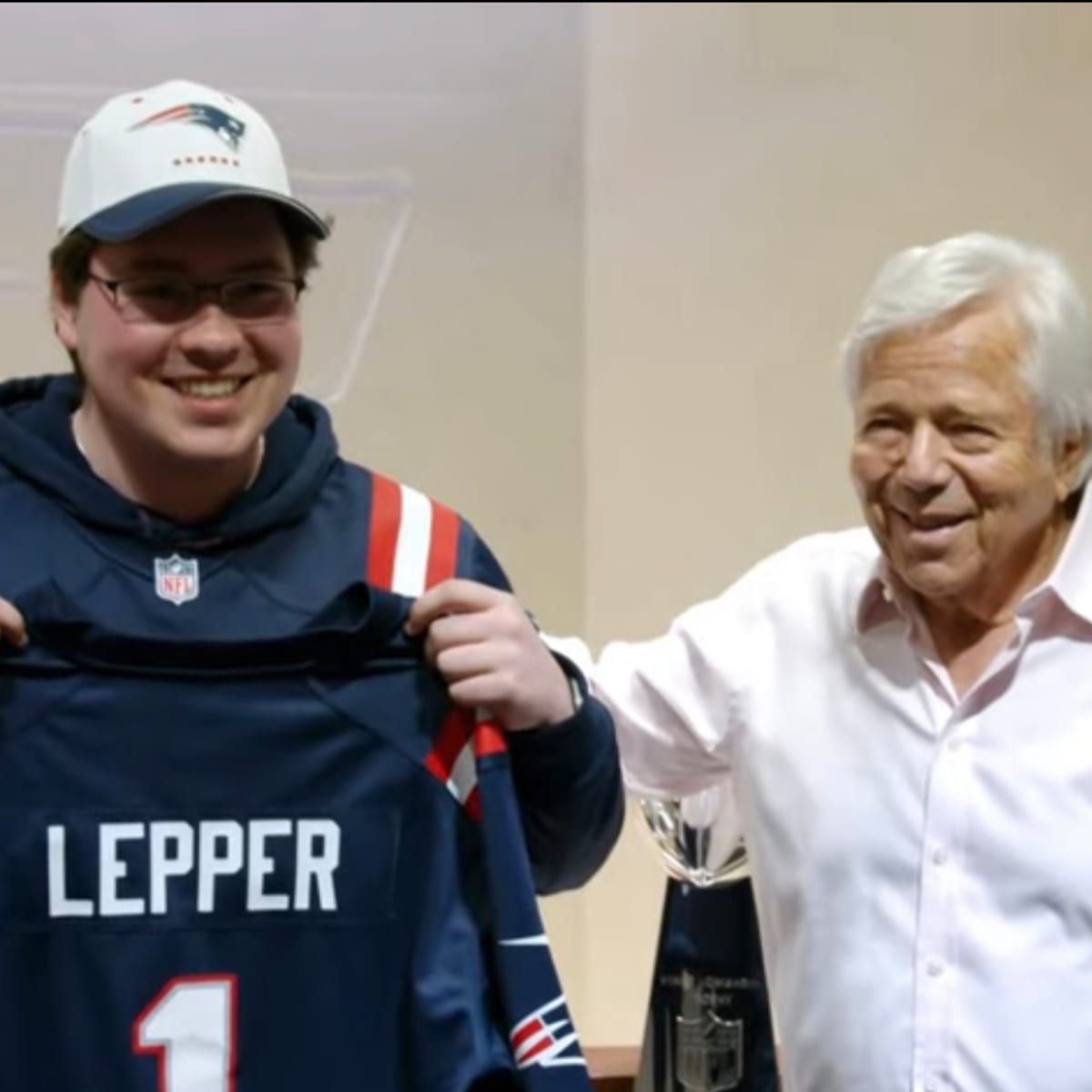 The New England Patriots donate a signed Vollmer Jersey