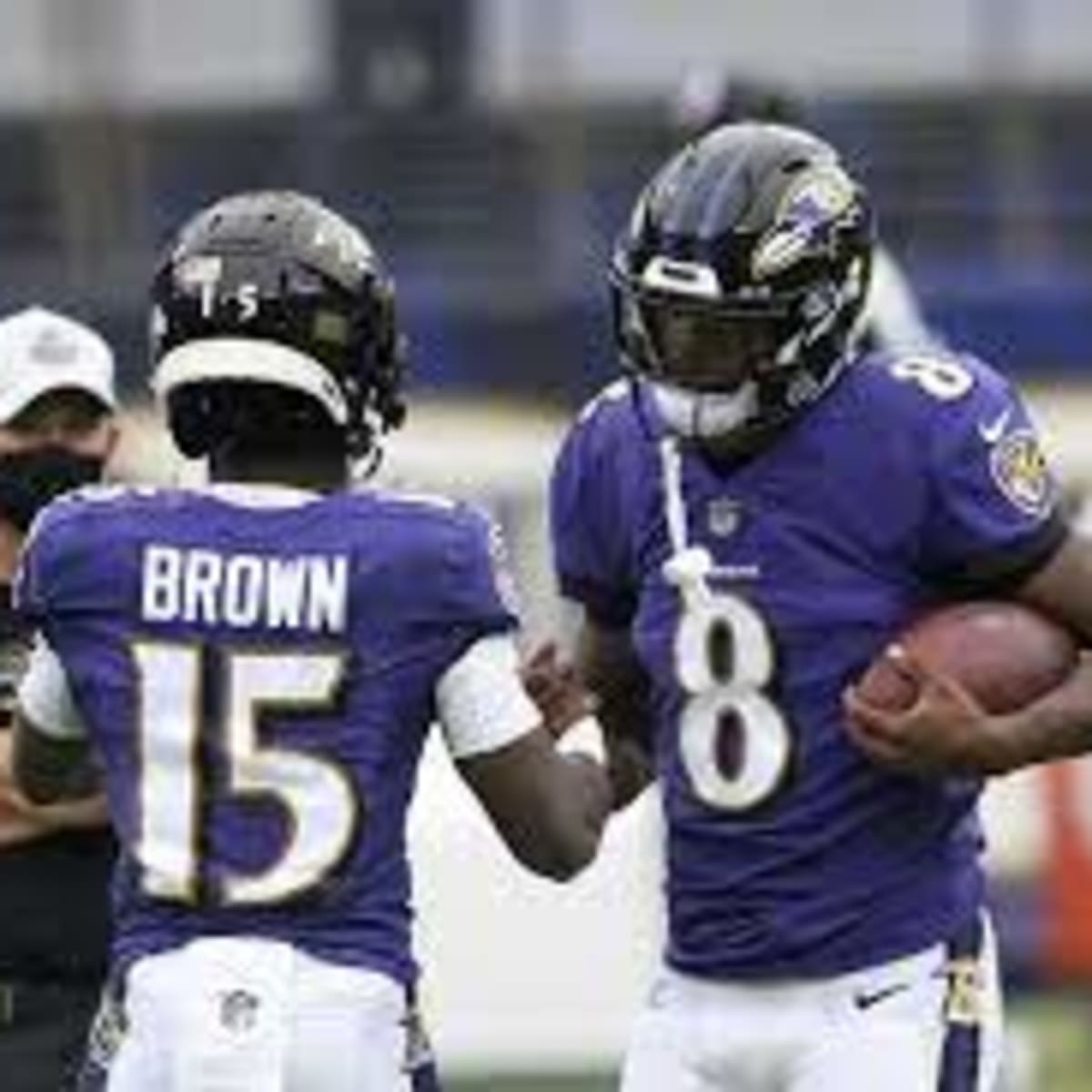 Jersey BaltimoreRavensMen #5 Marquise Brown Lamar Jackson