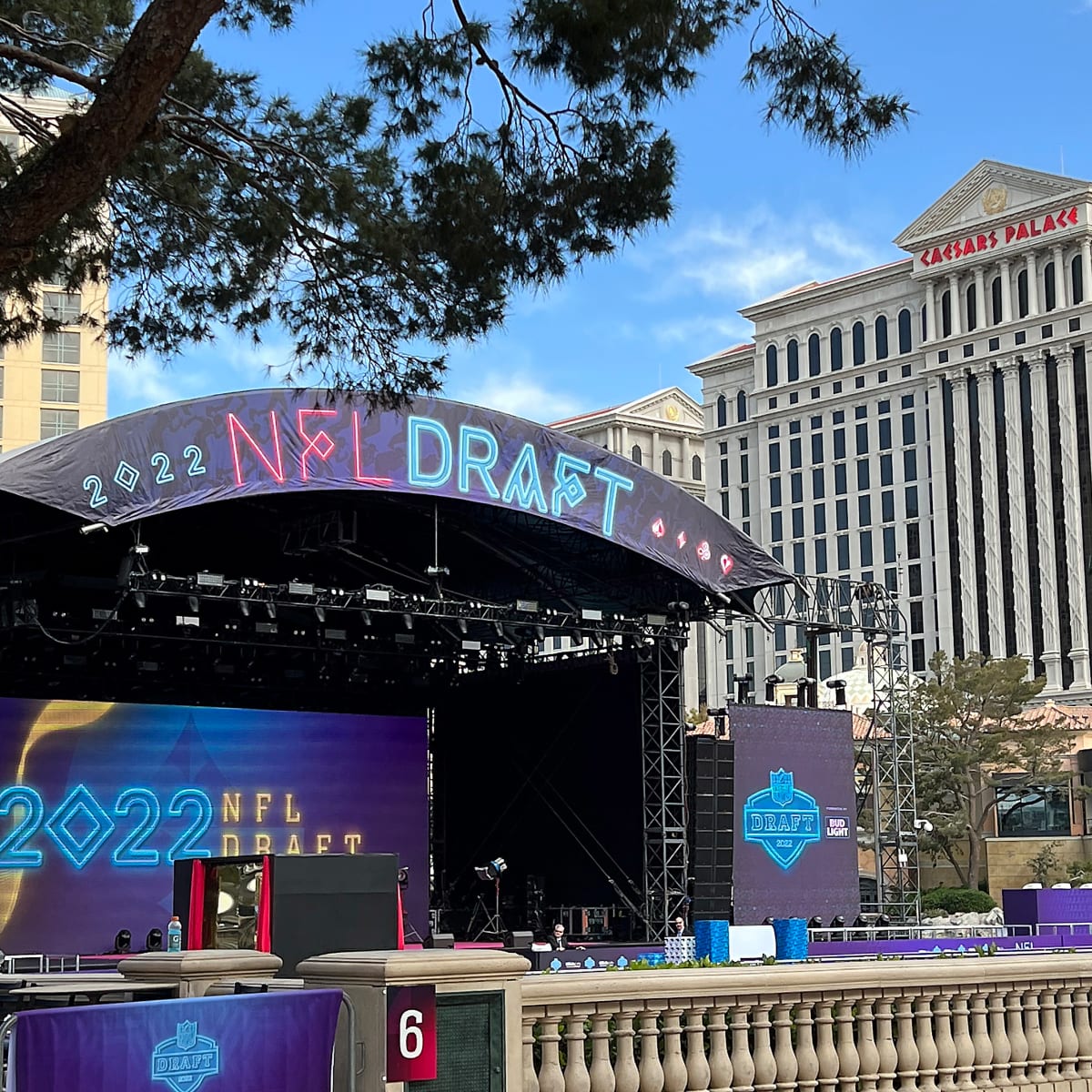 NFL Draft preview in front of Bellagio Fountain