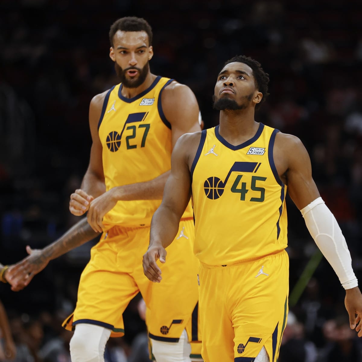 Donovan Mitchell (6'1) next to Rudy Gobert (7'1) : r/tall