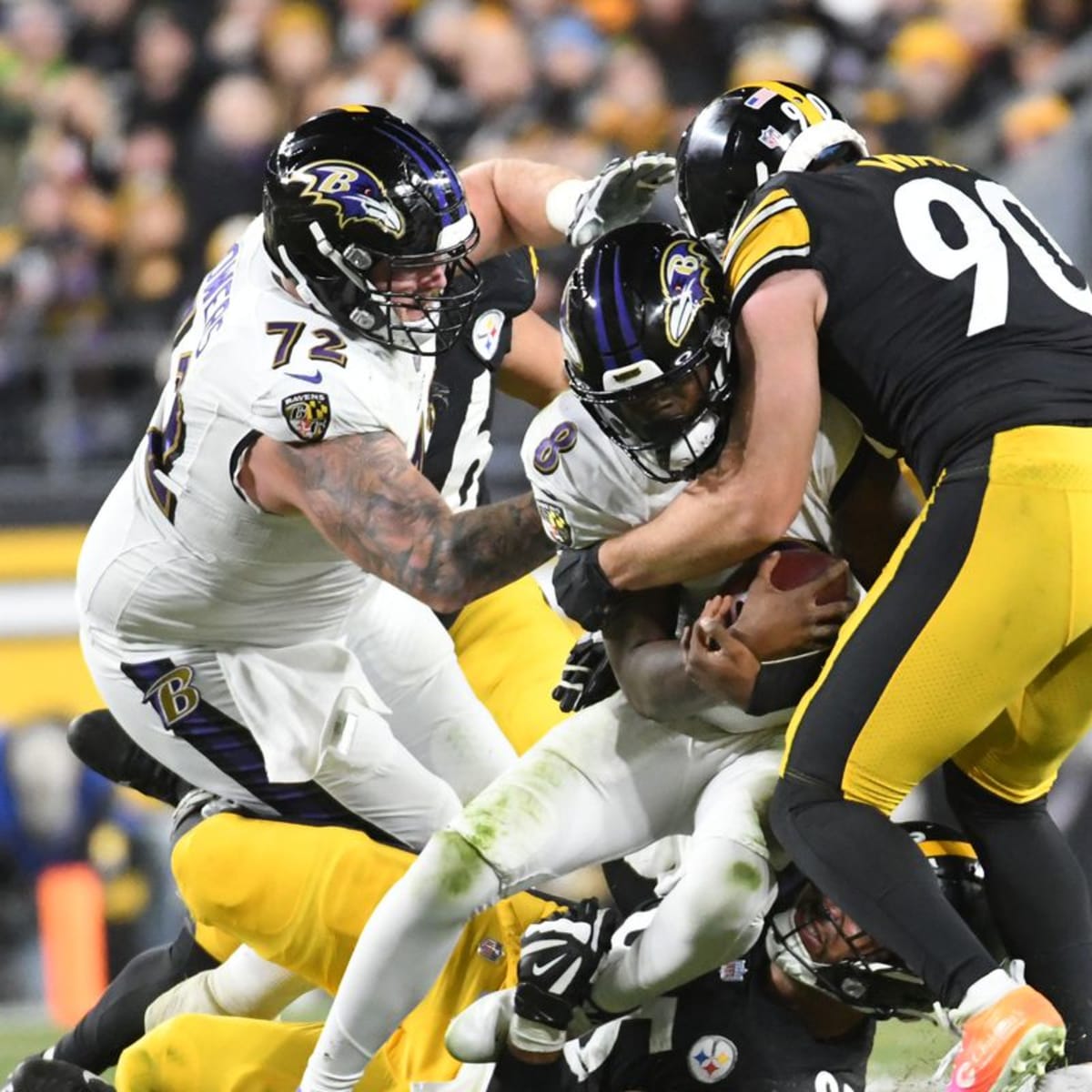 Baltimore Ravens guard Ben Powers (72) during an NFL wild-card