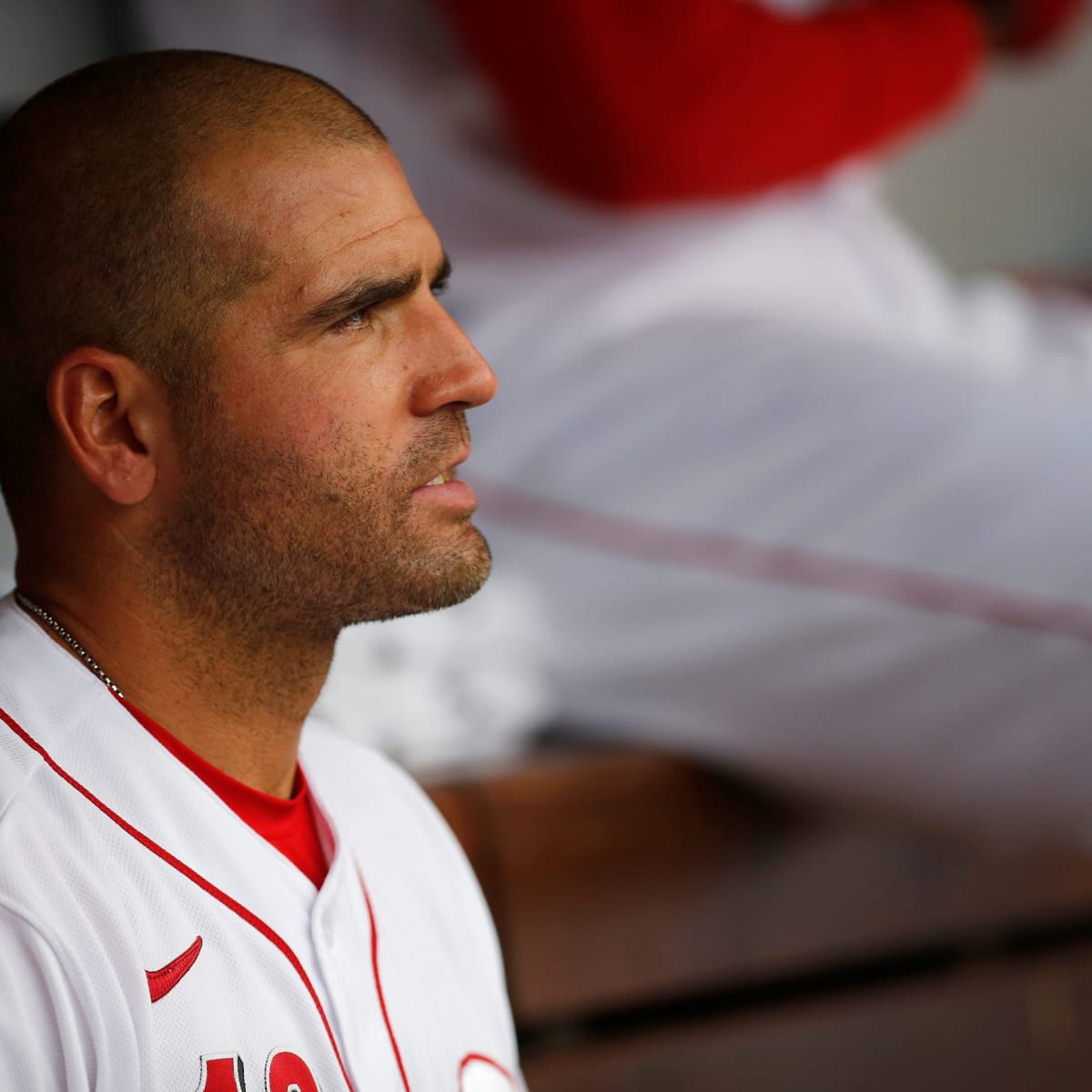 Has Joey Votto grown a real mustache during his time on the