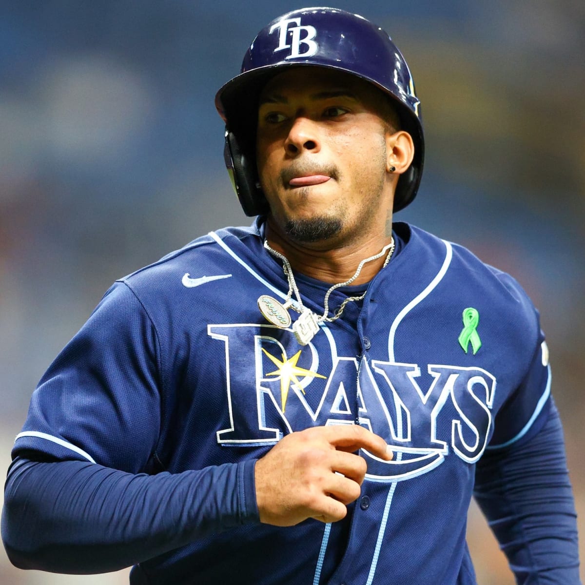 Tampa Bay Rays' Wander Franco sports a tattoo with the date he