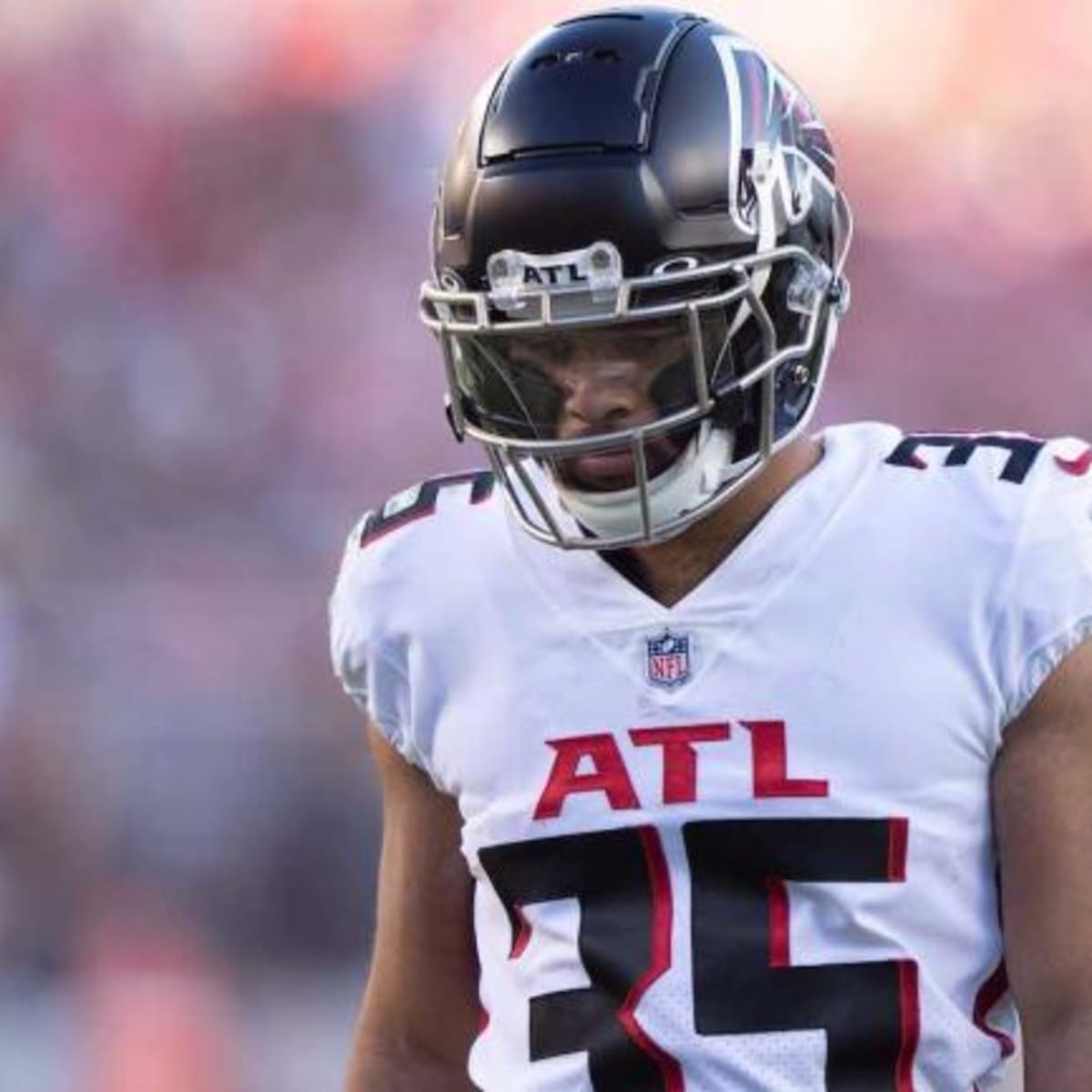 Atlanta Falcons cornerback Avery Williams (35) works during the