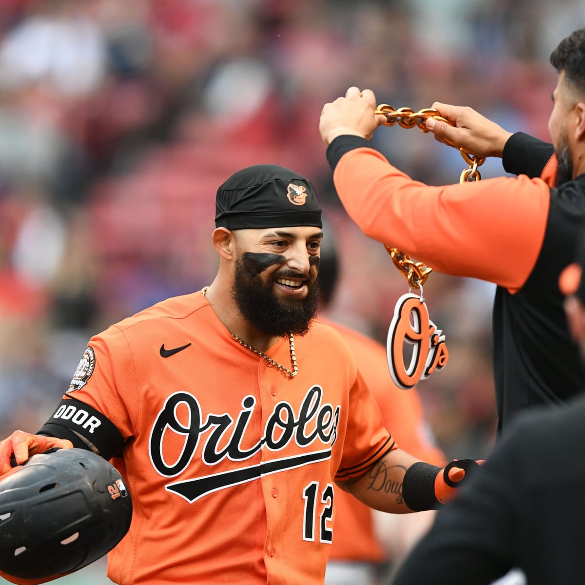Bronx, United States. 24th May, 2022. Baltimore Orioles Rougned Odor  celebrates after hitting a 3-run home run in the seventh inning against the  New York Yankees at Yankee Stadium in New York