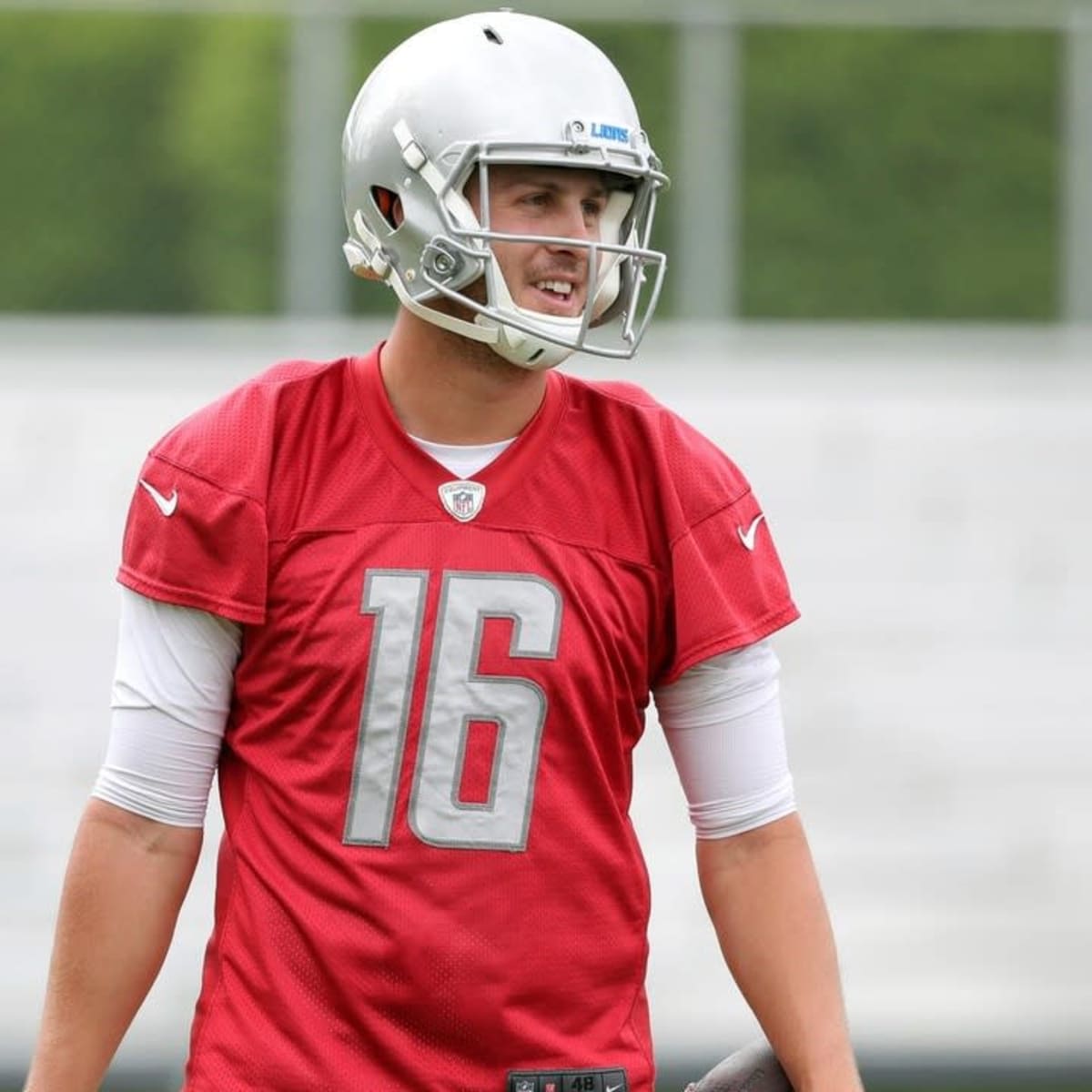 EAST RUTHERFORD, NJ - DECEMBER 18: Detroit Lions quarterback Jared Goff  (16) during the National Football League game between the New York Jets and  the Detroit Lions on December 18, 2022 at