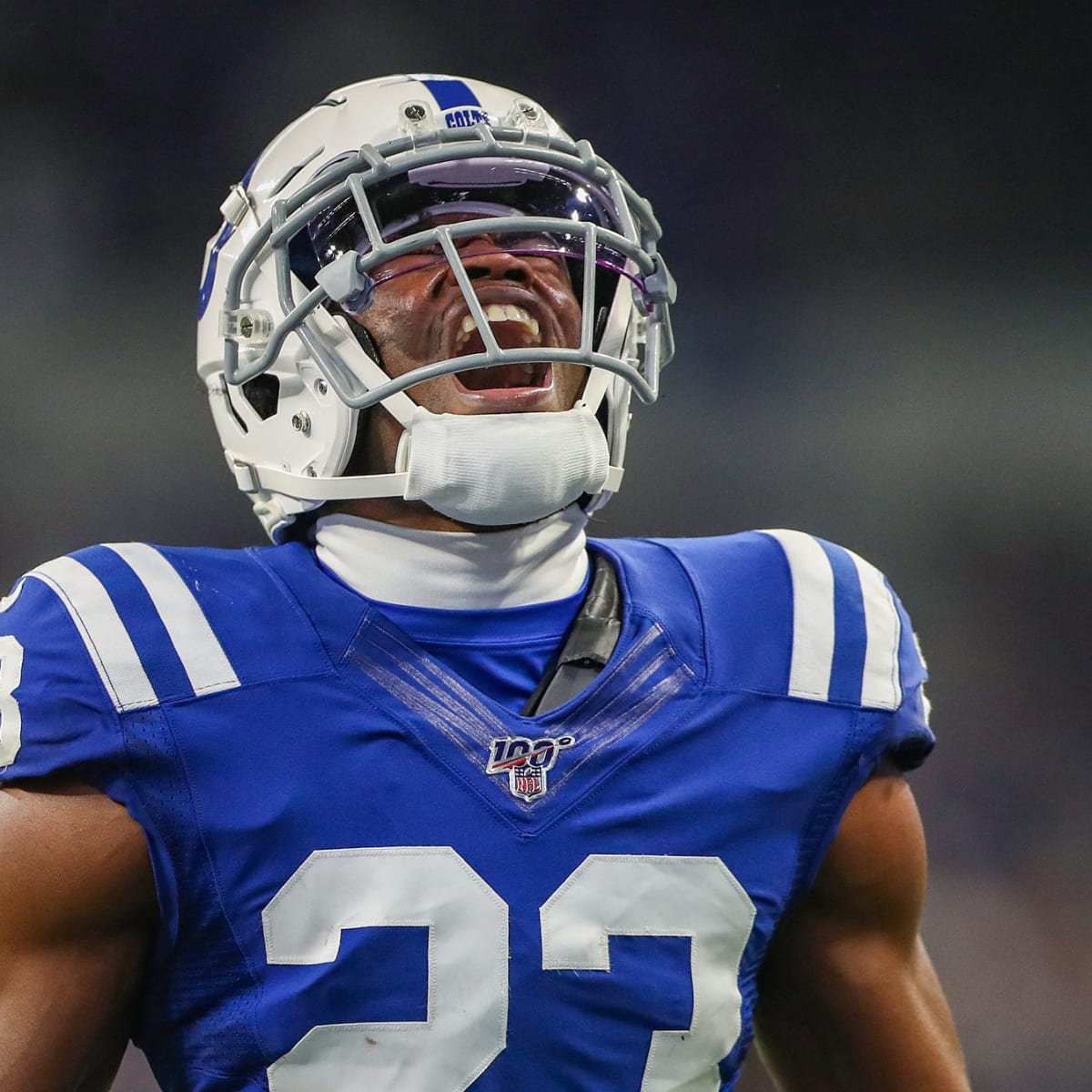 Indianapolis Colts cornerback Kenny Moore II (23) intercepts a