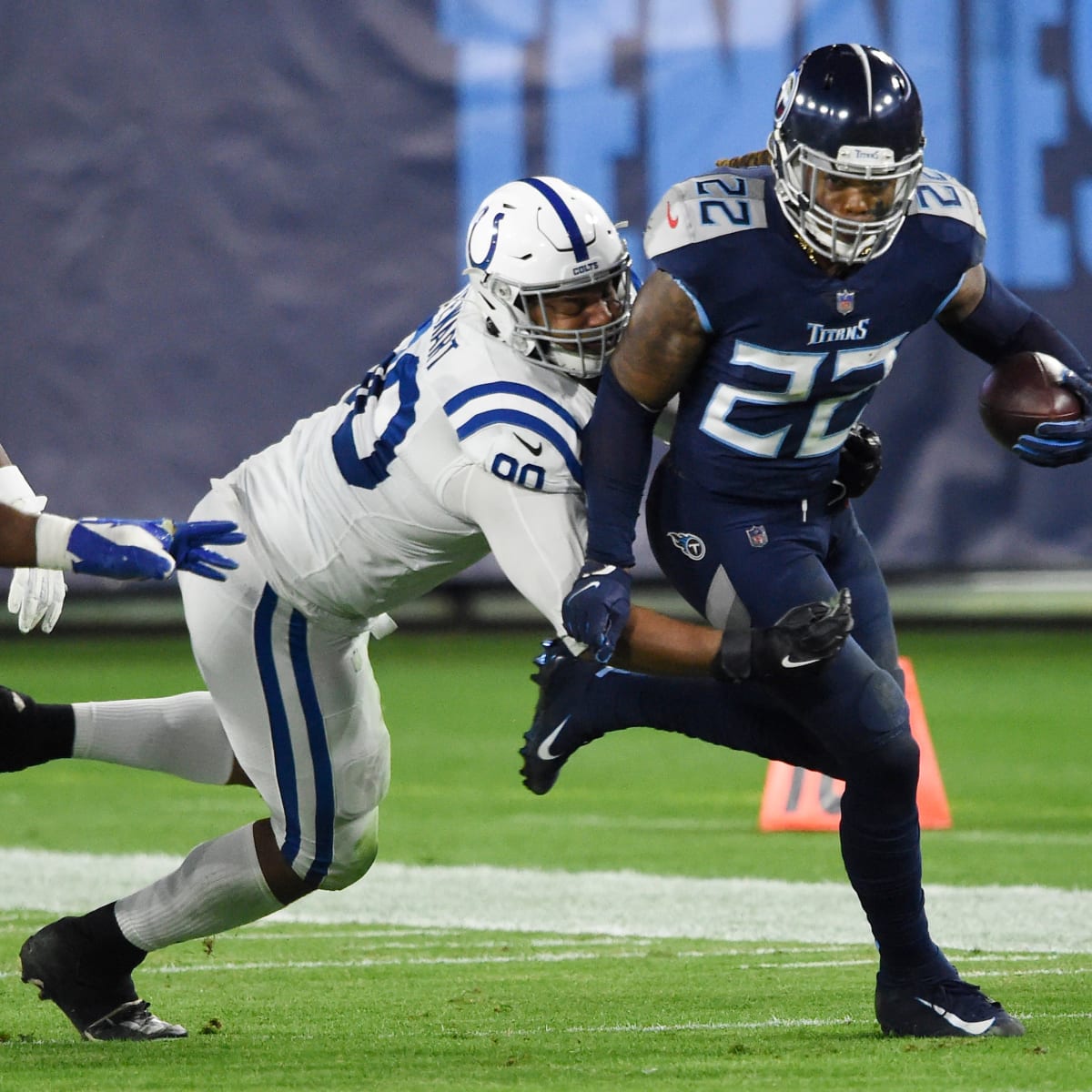 NBC broadcasters work from the field in Nissan Stadium before an NFL  football game between the Tennessee Titans and the Indianapolis Colts  Sunday, Dec. 30, 2018, in Nashville, Tenn. (AP Photo/Mark Zaleski