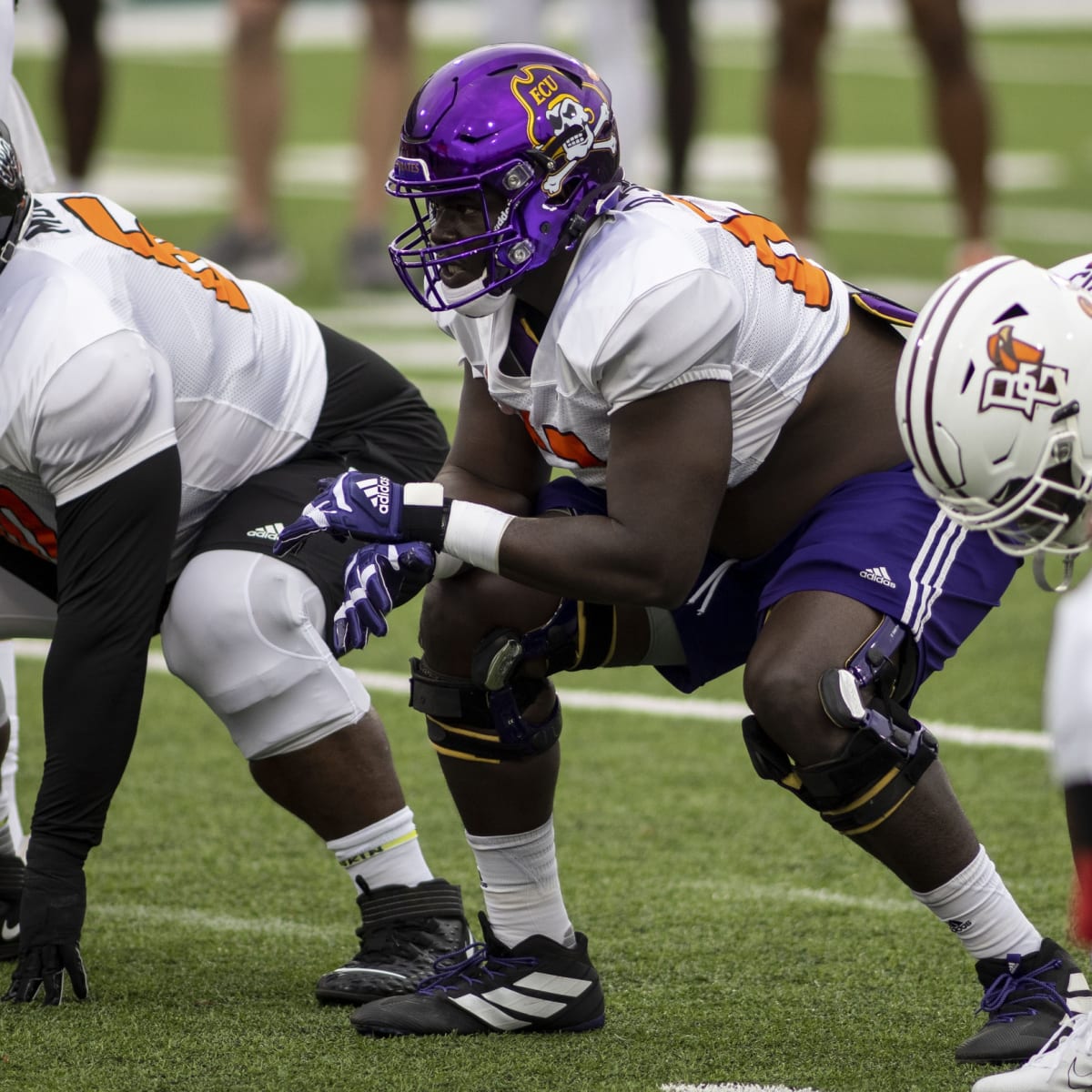 Cincinnati Bengals offensive tackle D'Ante Smith looks on during a