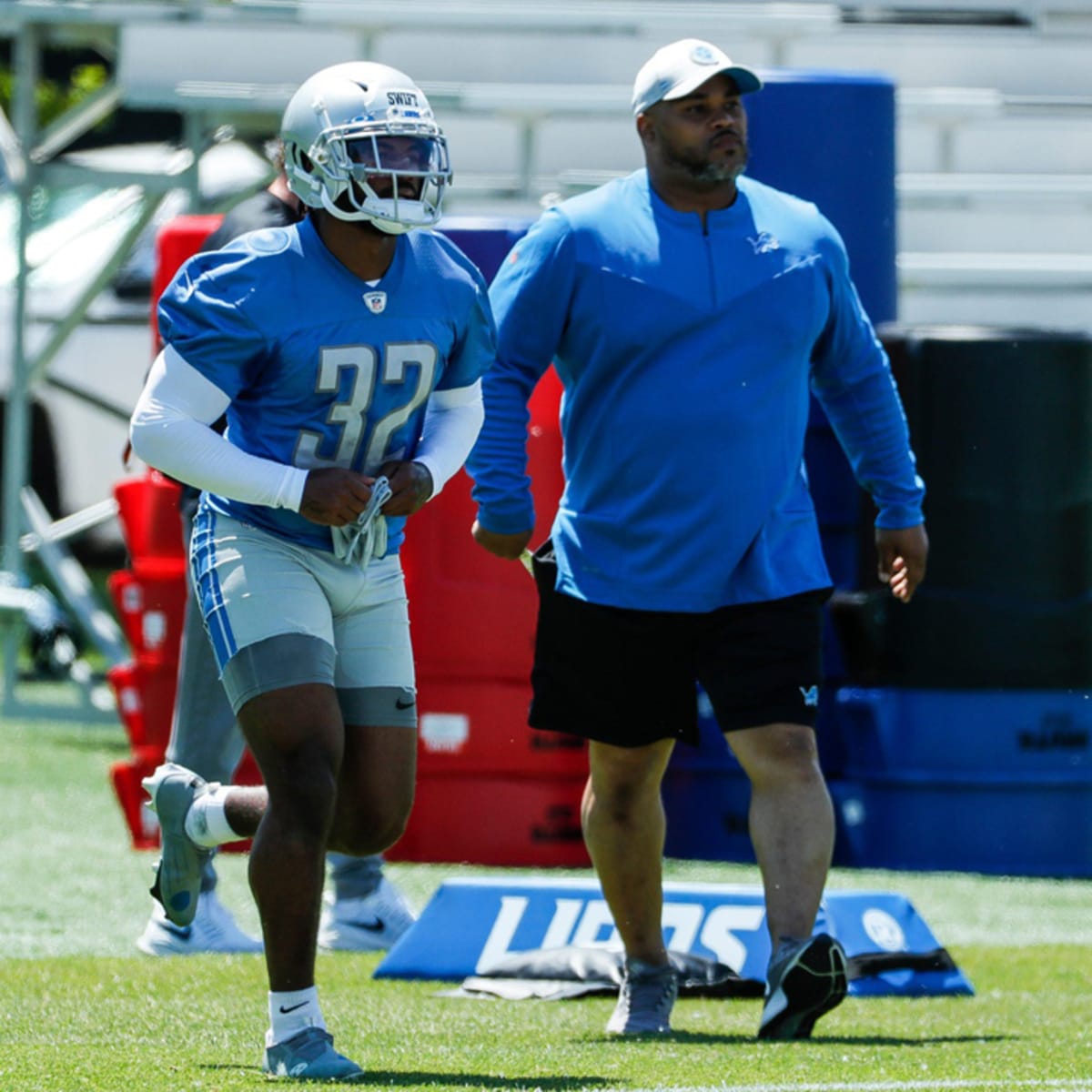 D'Andre Swift Detroit Lions Unsigned Hurdle Photograph